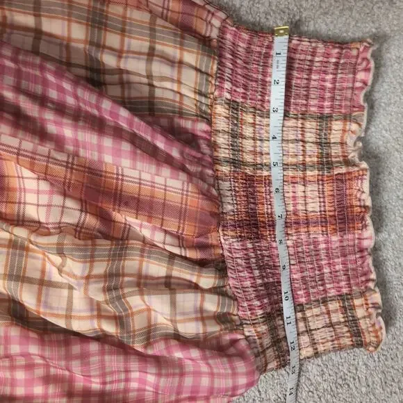 Pink Bohemian Whimsy Plaid Maxi Skirt - Picture 5 of 6